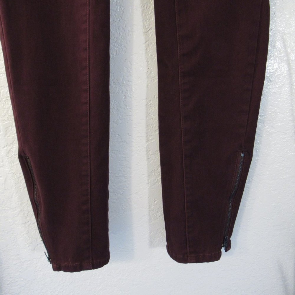 Wine Stretch Skinny Leg Jeans Zip Ankle Sz 4 R - Picture 4 of 13